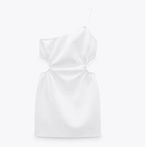 ZARA WHITE ASYMMETRICAL MINI DRESS